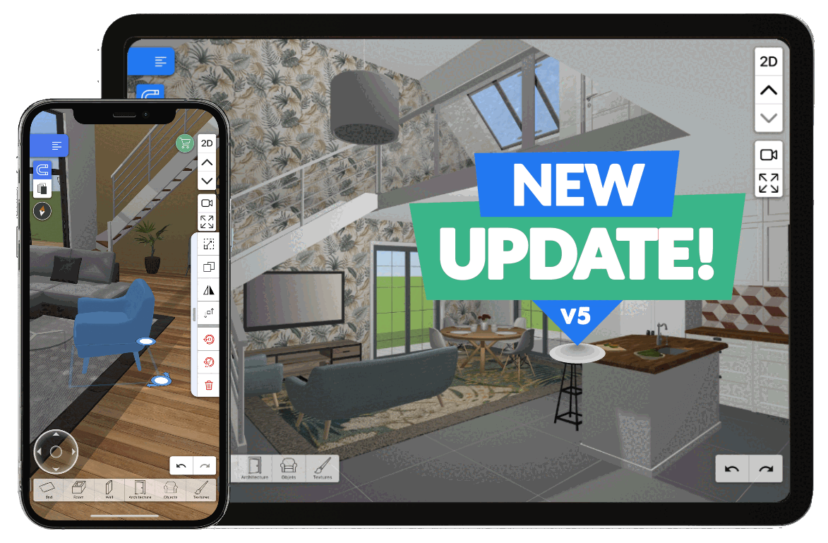 Home Design 3D running on iPad and iPhone